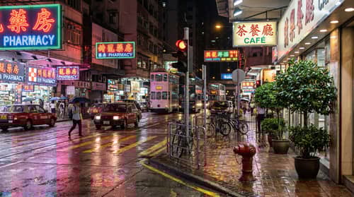 Nightlife in Hong Kong: Street Views and Neon Lights