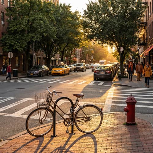 Urban Street at Golden Hour with Bicycle Urban Street at Golden Hour with Bicycle