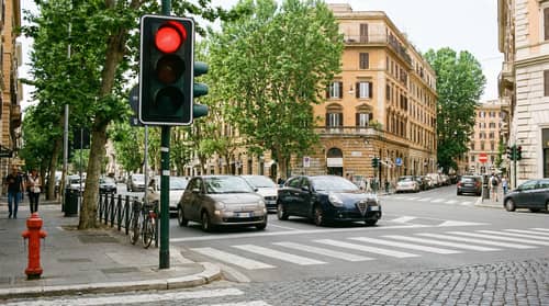 Vibrant Daytime Intersection in Rome, Italy Vibrant Daytime Intersection in Rome, Italy