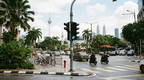 Kuala Lumpur City Street with Traffic Lights Kuala Lumpur City Street with Traffic Lights
