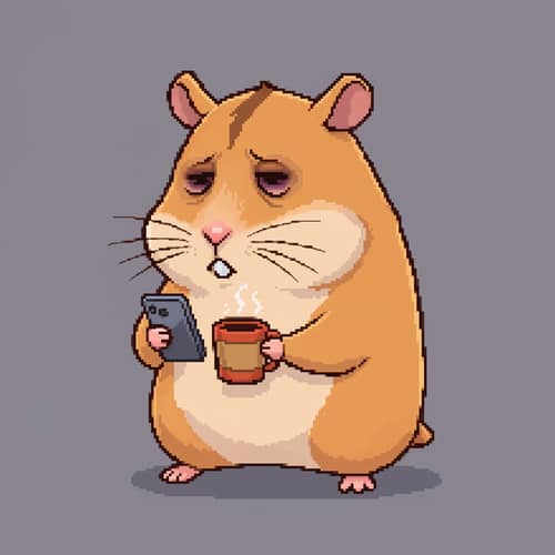 Tired Hamster: Pixel Art of Exhaustion