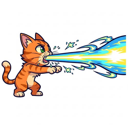 Cat Shooting Energy Waves Sprite Art