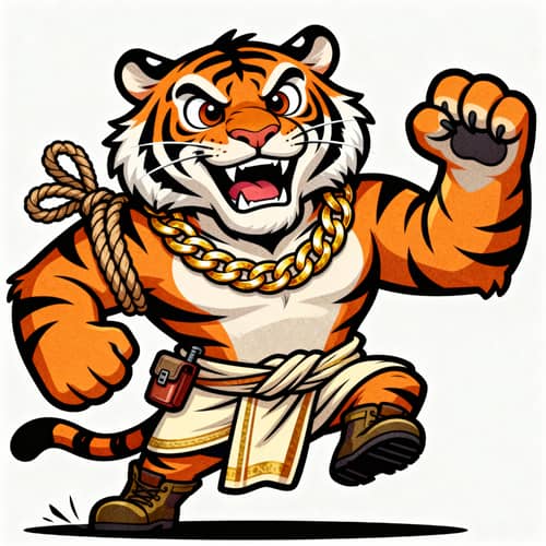 Mischievous Cartoon Tiger for Adventure Brands