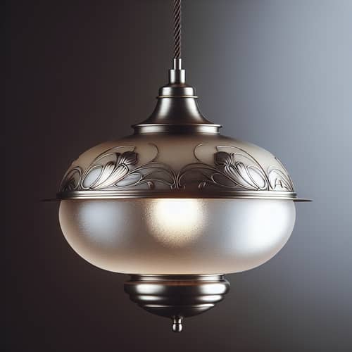 Sleek Brushed Metal Hanging Lamp with Vintage Glass Shade
