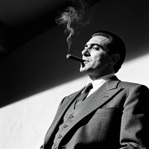 Noir Portrait of a Charismatic Italian Gangster