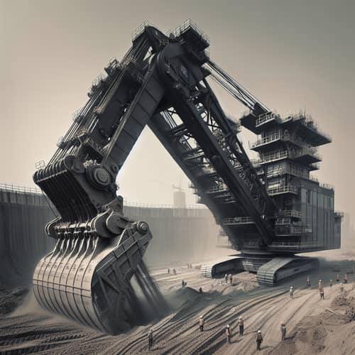 Construction Site Crane Shovel at Work