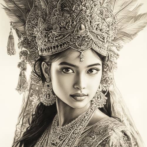 Ceremonial Costume: Malayupolynesian Girl Sketch