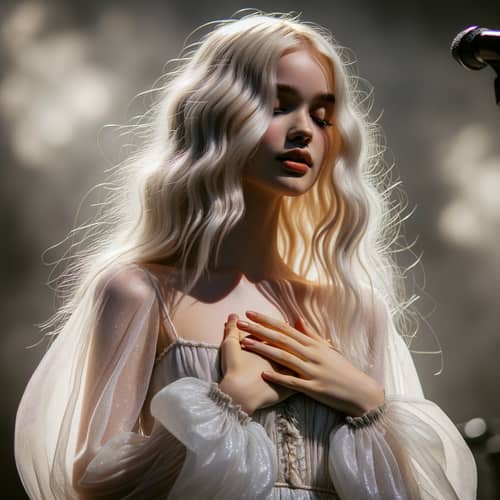 Passionate Singer in Ethereal Dress on Stage | Music Performance