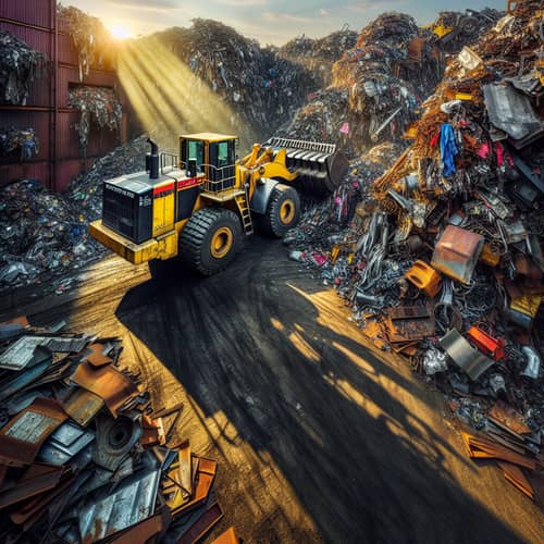 Industrial Scene: Loader Participating in Metal Scrap Loading