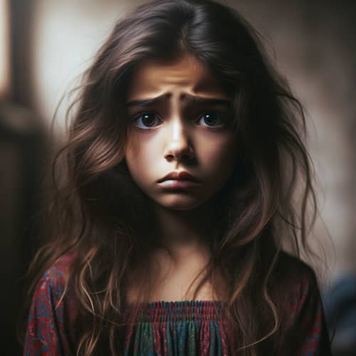 Young Middle-Eastern Girl - Expressive Dark Eyes - Confusion and Sadness