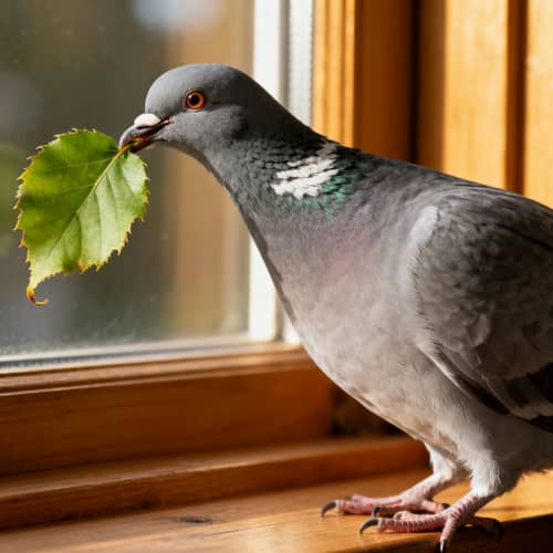 Pigeon Carrying Leaf - Nature's Symbol of Peace Pigeon Carrying Leaf - Nature's Symbol of Peace