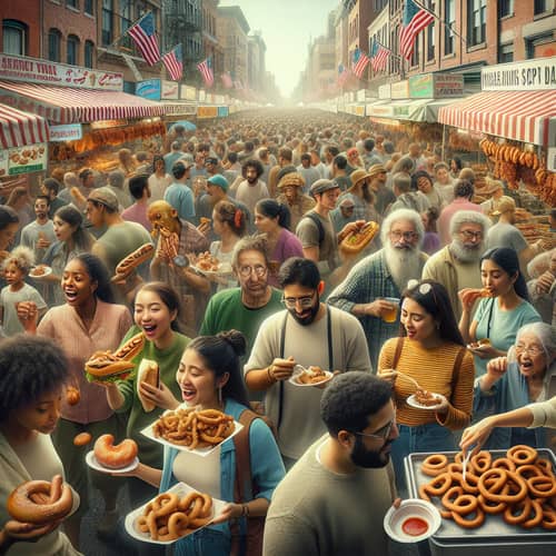 Vibrant Food Festival Street Fair with Diverse Cuisines