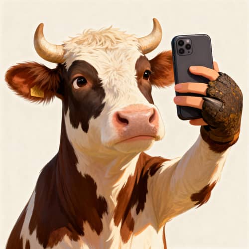 Selfie Transformed to a Cow - Unique Art Selfie Transformed to a Cow - Unique Art