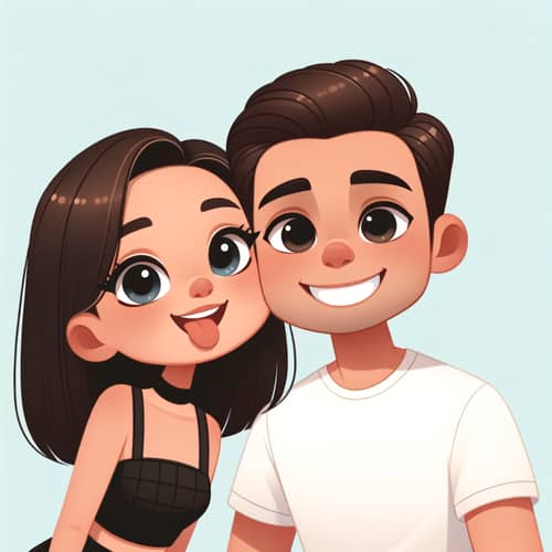 Sweet Animated Couple Selfie | Relationship Illustration