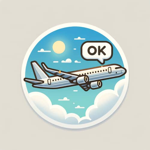 Whatsapp Sticker: Airplane with 'OK' Message