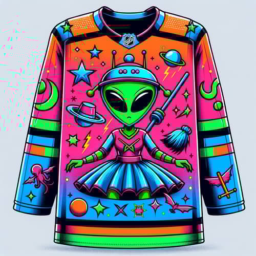 Neon Marvin the Martian Ice Hockey Jersey | Sci-Fi Inspired Design