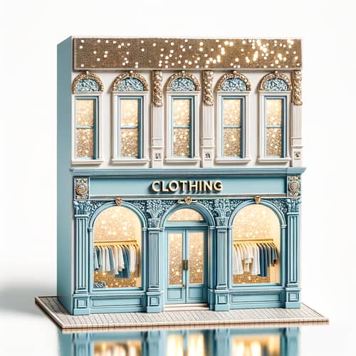 Stylish Clothing Store with Blue & Gold Facade | Latest Fashion Trends