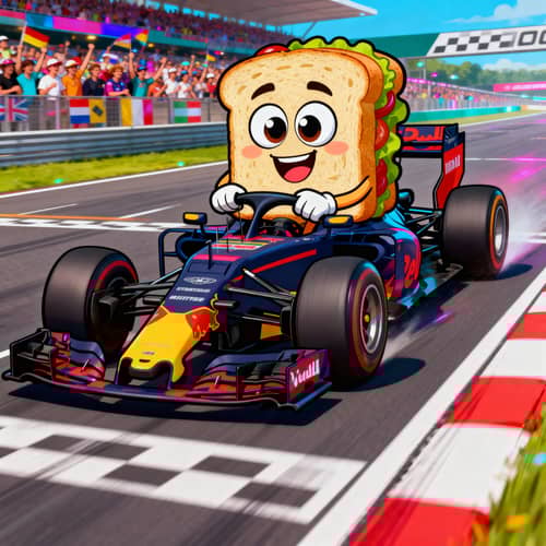 Fun Sub Sandwich Driving F1 Car - Bright & Colorful Fun Sub Sandwich Driving F1 Car - Bright & Colorful