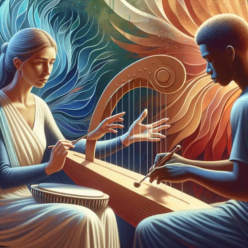 Caucasian Female Music Therapist with Black Male Patient