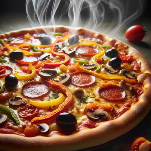 Freshly Baked Pizza with Colorful Toppings | Delicious Pizza