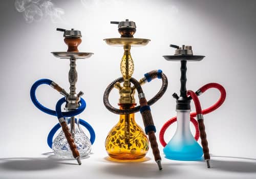 3 Hookahs on White Background