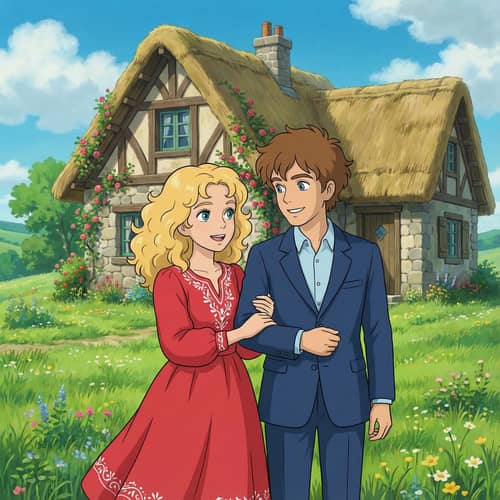 Charming Animated Couple in Fairy-Tale Setting Charming Animated Couple in Fairy-Tale Setting