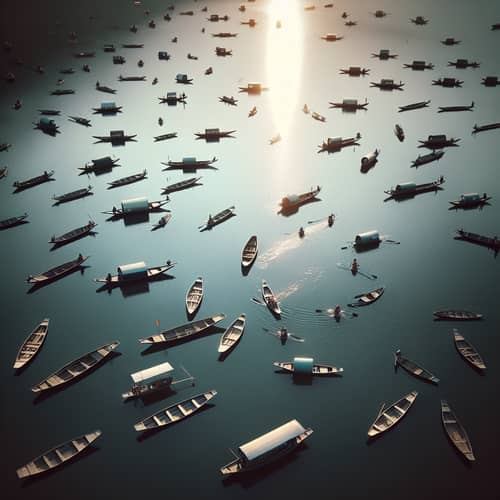 Asymmetrical Balance of a Lake with Boats