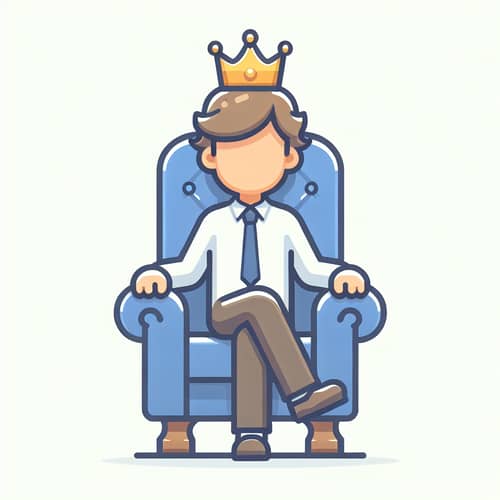 Regal Monarch Sitting on Throne with Crown