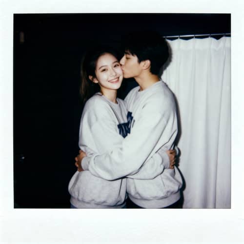 Spontaneous Polaroid Style Photo of Two Friends Spontaneous Polaroid Style Photo of Two Friends
