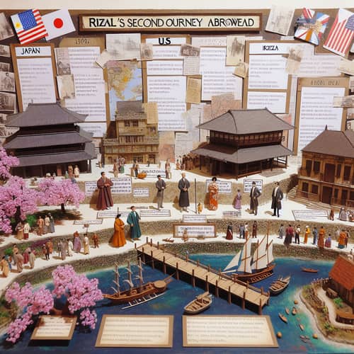 Rizal's Second Travel Abroad: Japan, US & European Countries Diorama