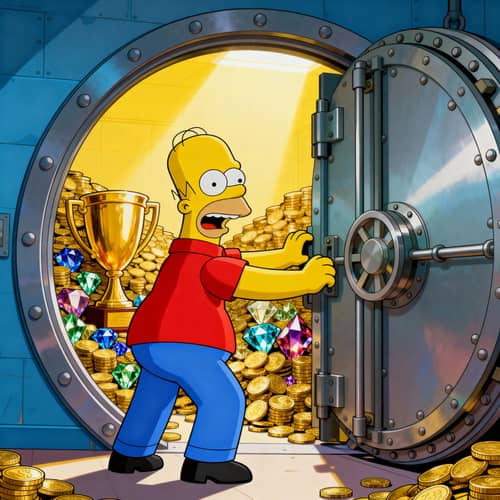 Homer Simpson Opens Vault Door to Treasure Homer Simpson Opens Vault Door to Treasure