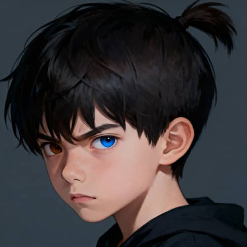 Mysterious Boy with Unique Eyes and Ponytail Mysterious Boy with Unique Eyes and Ponytail