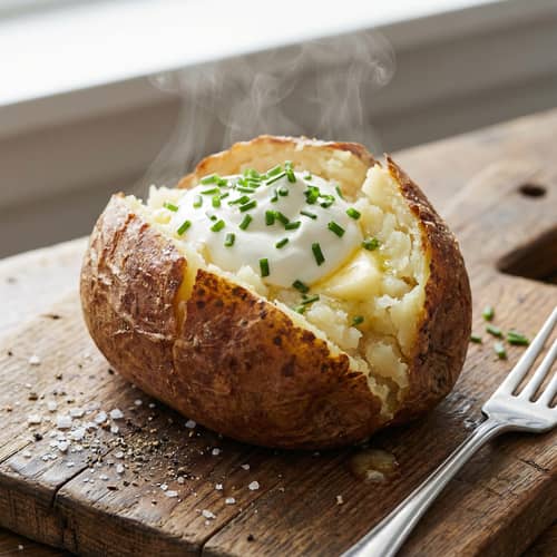 Delicious Baked Potato with Sour Cream & Chives Delicious Baked Potato with Sour Cream & Chives