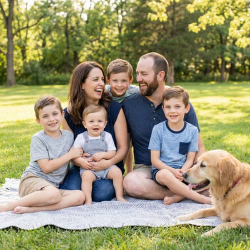 Happy Family of Six: Cherishing Moments Together Happy Family of Six: Cherishing Moments Together