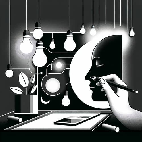 Monochromatic Illustration Symbolizing Role of Illumination in Spatial Design