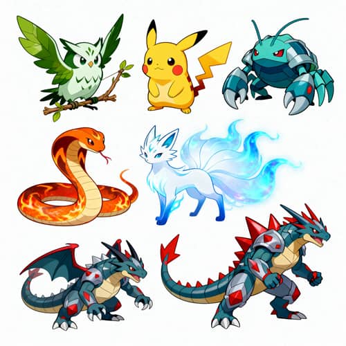 Vibrant Pokemon-Style Creature Designs Vibrant Pokemon-Style Creature Designs