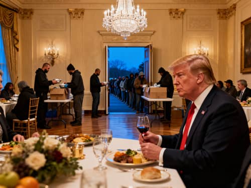 Trump Feasting While Christians Feed the Hungry