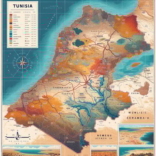 Detailed Map of Tunisia with Major Cities, Rivers & Features