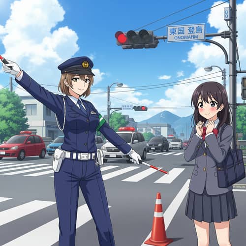 Traffic Officer's Charm at Malfunctioning Intersection Traffic Officer's Charm at Malfunctioning Intersection