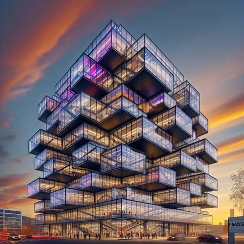 R-Nacos: Modern Glass and Steel Structure with Unique Lighting