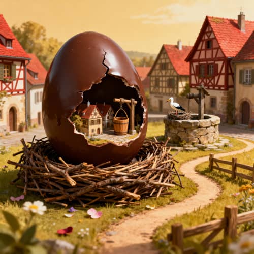 Chocolate Egg Stork Nest Pastry Art