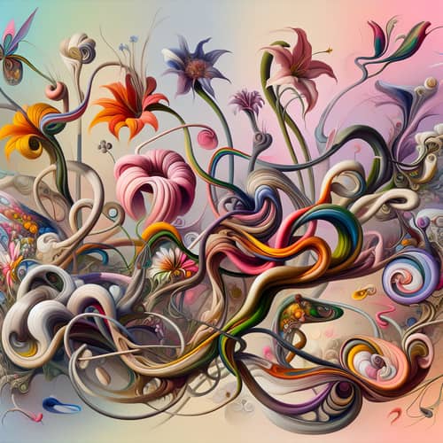 Abstract Floral Composition: Diverse Colors & Shapes