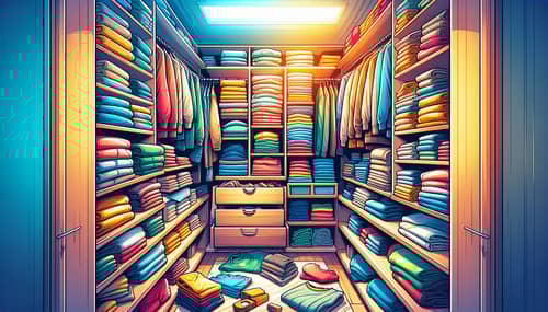 Neatly Organized Wardrobe Illustration - Clothing Folding Art