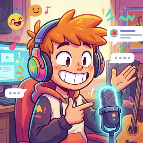 Energetic Animated Character with Headphones Energetic Animated Character with Headphones