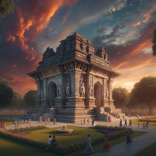 Majestic Ancient Monument in Tranquil Twilight Setting