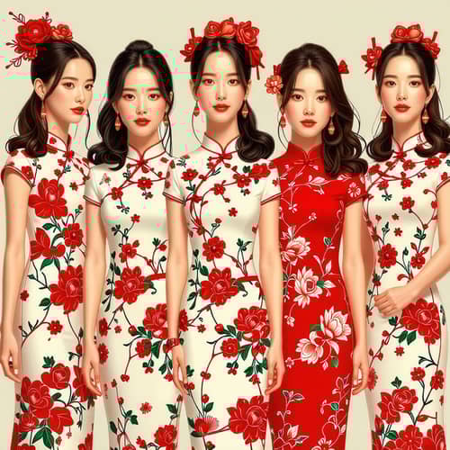 Six Female CNY Models Cheongsam - Trendy Asian Fashion