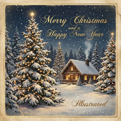 Festive Christmas Card Design with Twinkling Lights Festive Christmas Card Design with Twinkling Lights