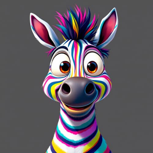 Vibrant Cartoon Zebra with Playful Expression