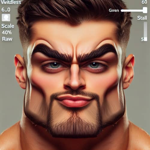 Muscular Man Caricature Portrait with Humorous Features