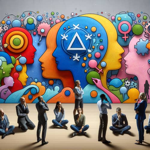 Diverse Group Contemplating Abstract Shapes | Awareness Visualized